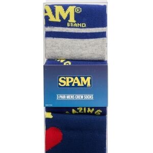 Bioworld Spam Men's Crew Socks - Blue, Gray, and Yellow